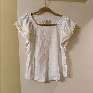 Maeve by Anthropologie White Tee with Yellow Accents